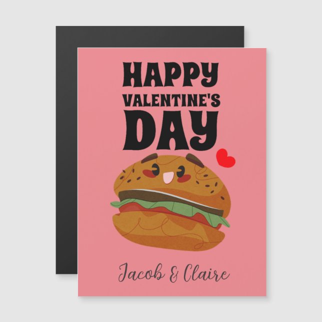 cute burger, Happy valentine personalize name (Front/Back)