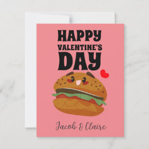 cute burger, Happy valentines day personalize name