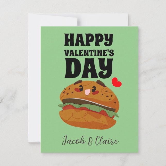 cute burger, Happy valentines day personalize name (Front)