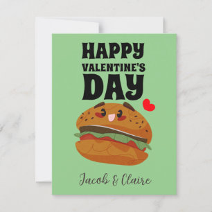 cute burger, Happy valentines day personalize name