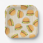 Cute Burger Print Artisan Paper Plate for Party