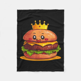 Cute Burger With Crown And Kingdom Costume  Fleece Blanket