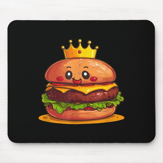 Cute Burger With Crown And Kingdom Costume  Mouse Pad (Front)