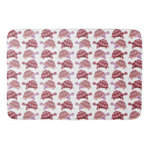 Cute Burgundy Cartoon Tortoise Pattern Bath Mat