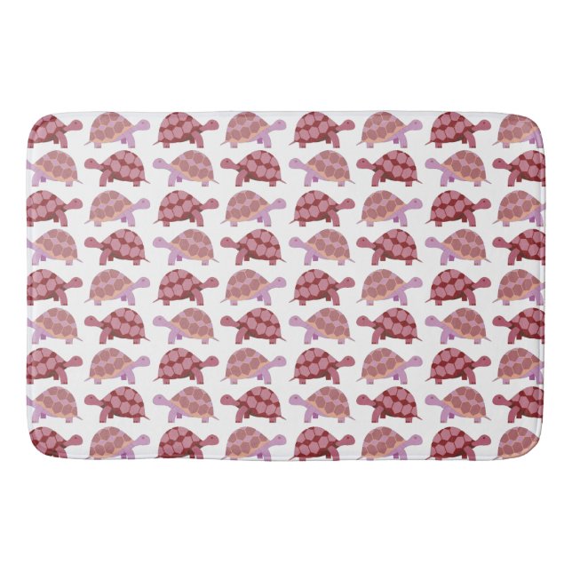 Cute Burgundy Cartoon Tortoise Pattern Bath Mat (Front)