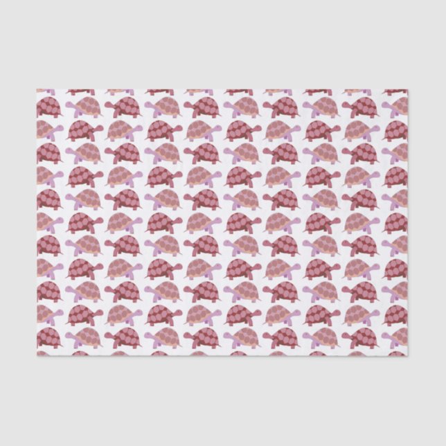 Cute Burgundy Cartoon Tortoise Pattern Tissue Paper (Front)