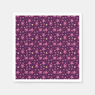 Cute Burgundy Pink Star Space Girl Party Napkin