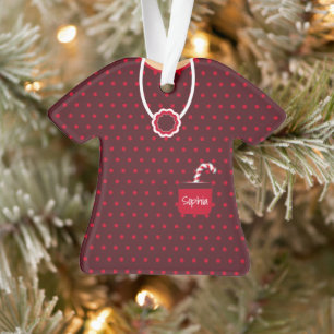 Cute Burgundy & Red Candy Cane Christmas Dress Ornament