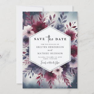 Cute Burgundy Wedding Save The Date