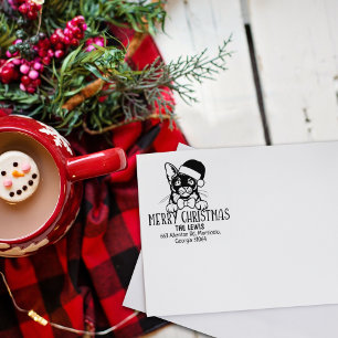 Cute Burmese Cat Return Address Christmas  Rubber Stamp