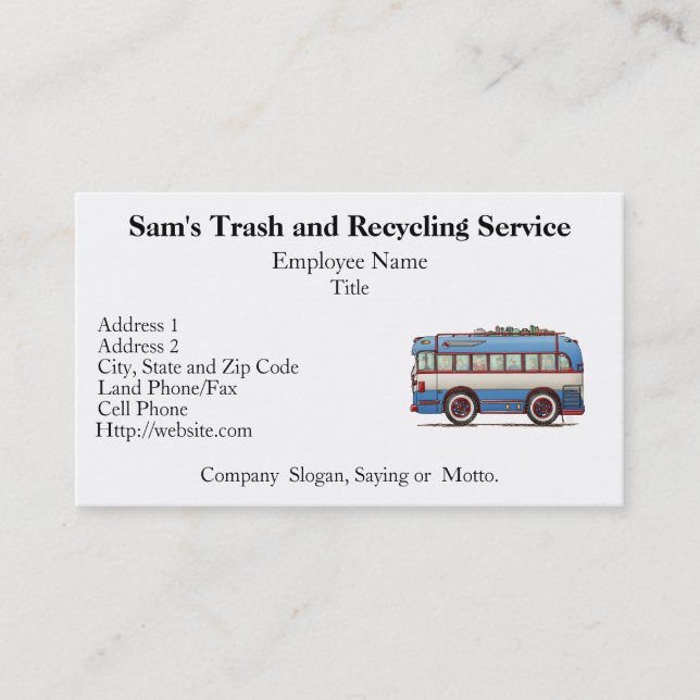 Cute Bus Tour Bus Business Card (Front)