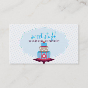 CUTE BUSINESS CARD sweet cake bakery aqua blue red