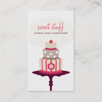 CUTE BUSINESS CARD sweet cake bakery red gold