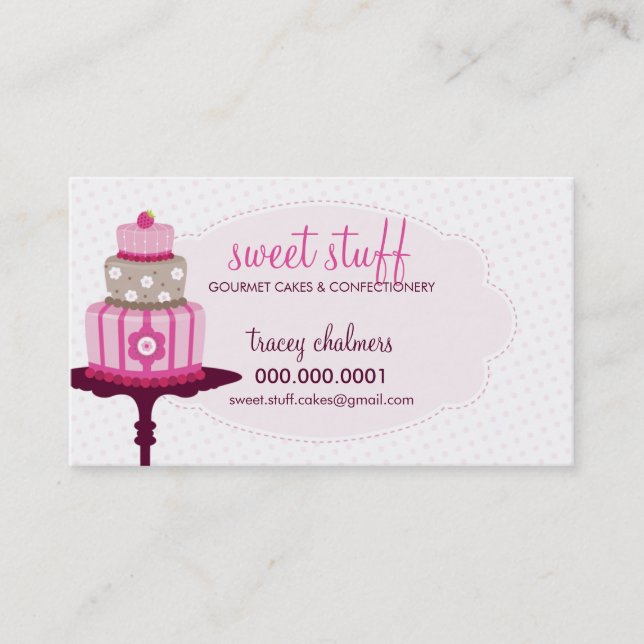 CUTE BUSINESS CARD :: sweet cakes bakery pink 2 (Front)