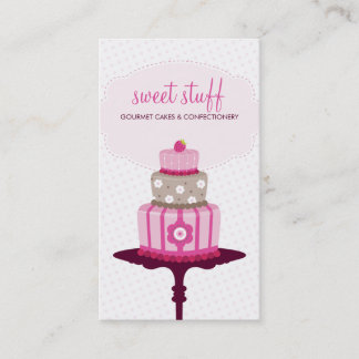 CUTE BUSINESS CARD :: sweet cakes bakery pink 3