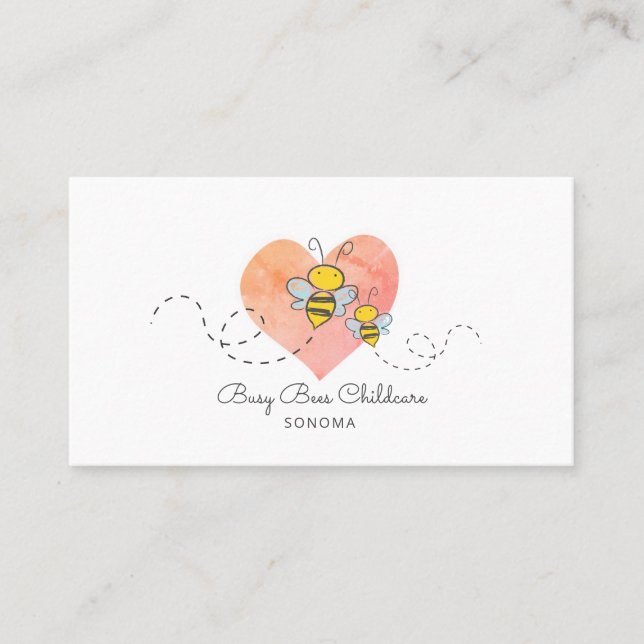 Cute Busy Bees Childcare Business Card (Front)