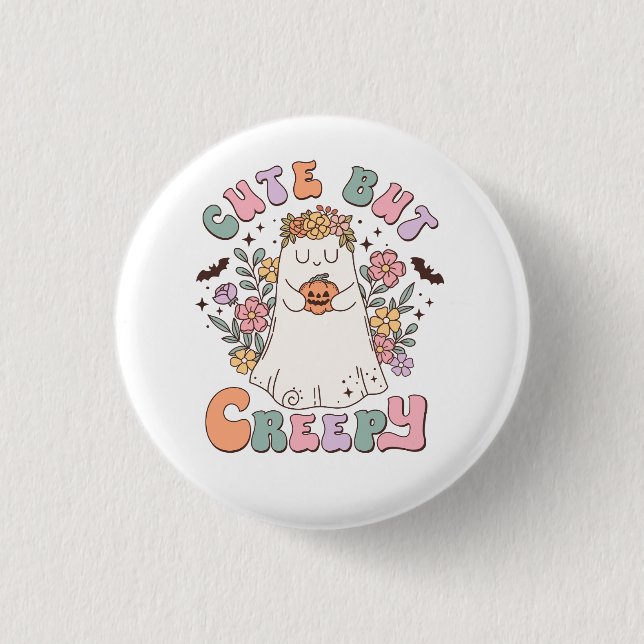 Cute But Creepy Halloween 1 Inch Round Button (Front)