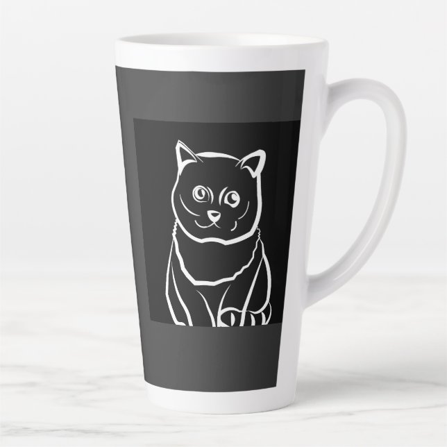 Cute but Cursed Cat Latte Mug (Right)