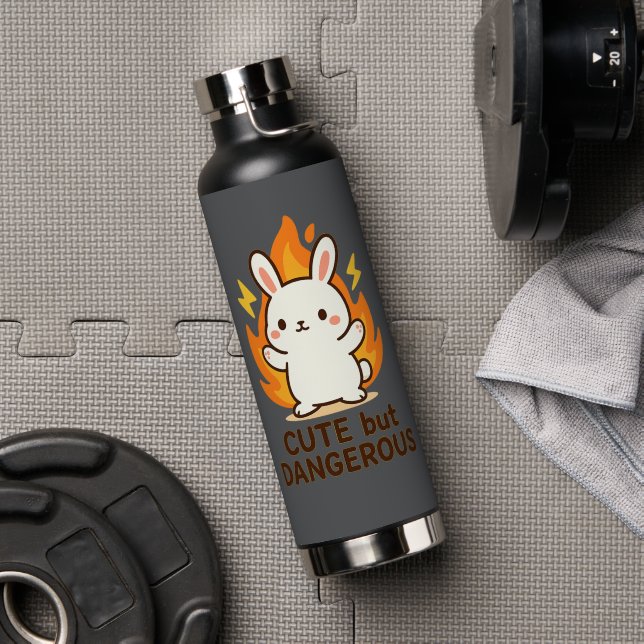 Cute But Dangerous Bunny Water Bottle  (Gym (Rotated))