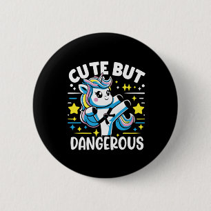 Cute But Dangerous Funny Cool Karate Unicorn Girl  2 Inch Round Button