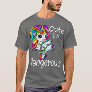 Cute But Dangerous Funny Karate Unicorn Girl Premi T-Shirt