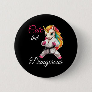 Cute But Dangerous Funny Karate Unicorn Taekwondo 2 Inch Round Button
