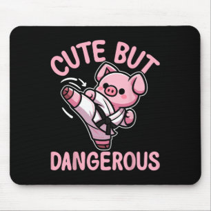 Cute But Dangerous Karate Taekwondo Pig Karate Gir Mouse Pad