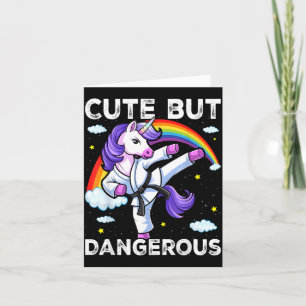 Cute but Dangerous Karate Taekwondo Unicorn Girl Card