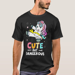 Cute But Dangerous  Karate Taekwondo Unicorn Girls T-Shirt