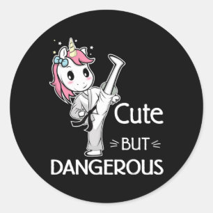 Cute But Dangerous Karate Taekwondo Unicorn Karate Classic Round Sticker