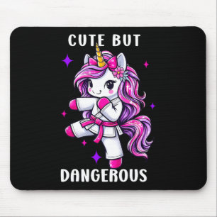 Cute But Dangerous Magical Unicorn Karate Taekwond Mouse Pad