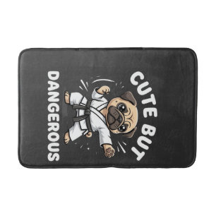 Cute But Dangerous Pug Dog Karate Bath Mat