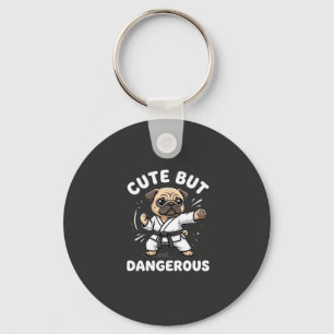 Cute But Dangerous Pug Dog Karate Keychain
