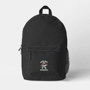 Cute But Dangerous Pug Dog Karate Printed Backpack