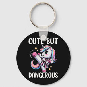 Cute But Dangerous Unicorn Karate Girl Taekwondo Keychain