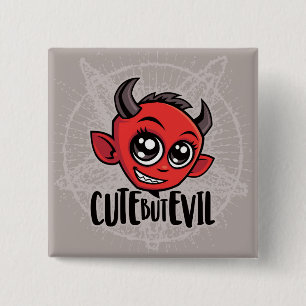 Cute But Evil 2 Inch Square Button