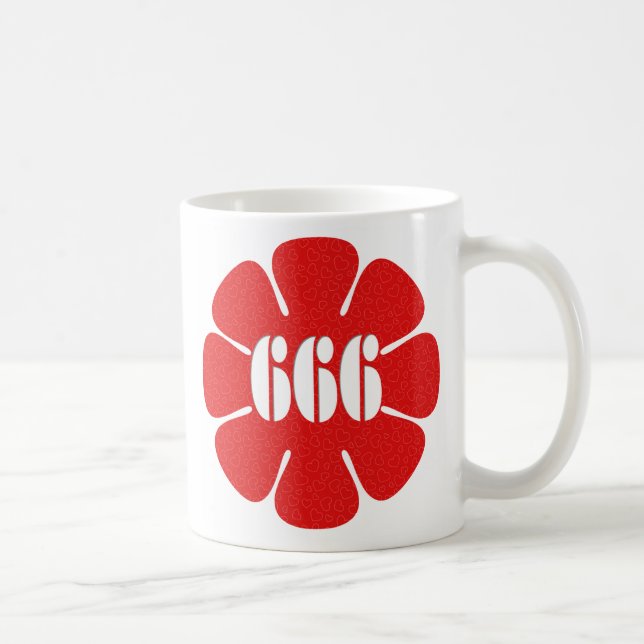 Cute but Evil Red Hearts 666 Flower Mug (Right)