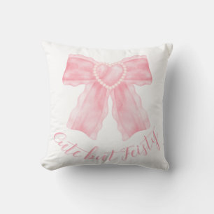 Cute but Feisty Bow Design Girly Sassy Quote Art Throw Pillow
