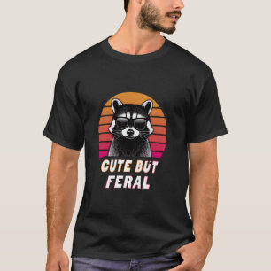 Cute But Feral Boy Racoon Kids Funny Animal Raccoo T-Shirt