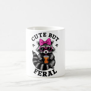 Cute But Feral Funny Colorful Racoon With Sunglass Magic Mug