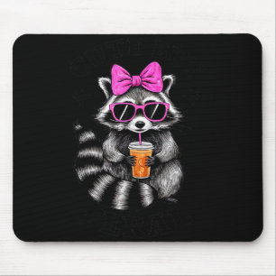 Cute But Feral Funny Colorful Racoon With Sungles  Mouse Pad