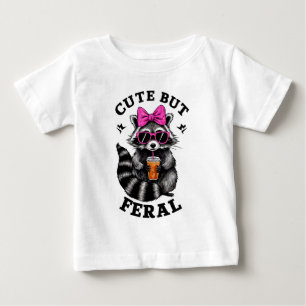 Cute But Feral Funny Colourful Racoon With Sunglas Baby T-Shirt