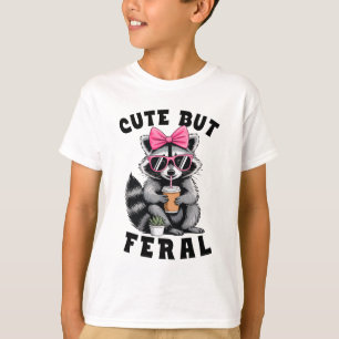 Cute But Feral Funny Colourful Racoon With Sunglas T-Shirt