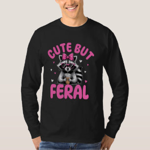 Cute But Feral Funny Colourful Racoon With Sunglas T-Shirt
