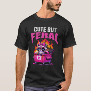 Cute But Feral Funny Colourful Racoon With Sunglas T-Shirt