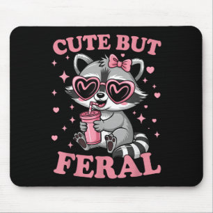 Cute But Feral Funny Pink Racoon With Gles Toddler Mouse Pad