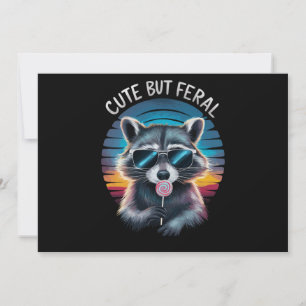Cute But Feral Funny Raccoon Invitation