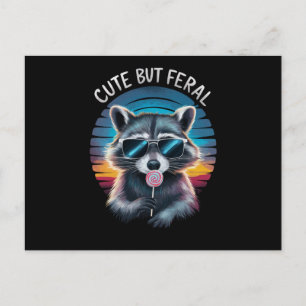 Cute But Feral Funny Raccoon Postcard