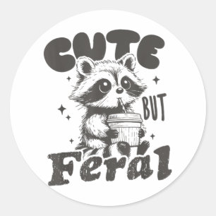 Cute But Feral Funny Racoon With Gles Toddler Girl Classic Round Sticker