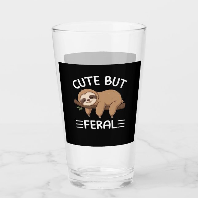 cute but feral funny sloth for animal lover men wo glass (Front)
